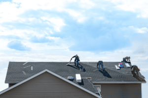 blue nail-roof installation